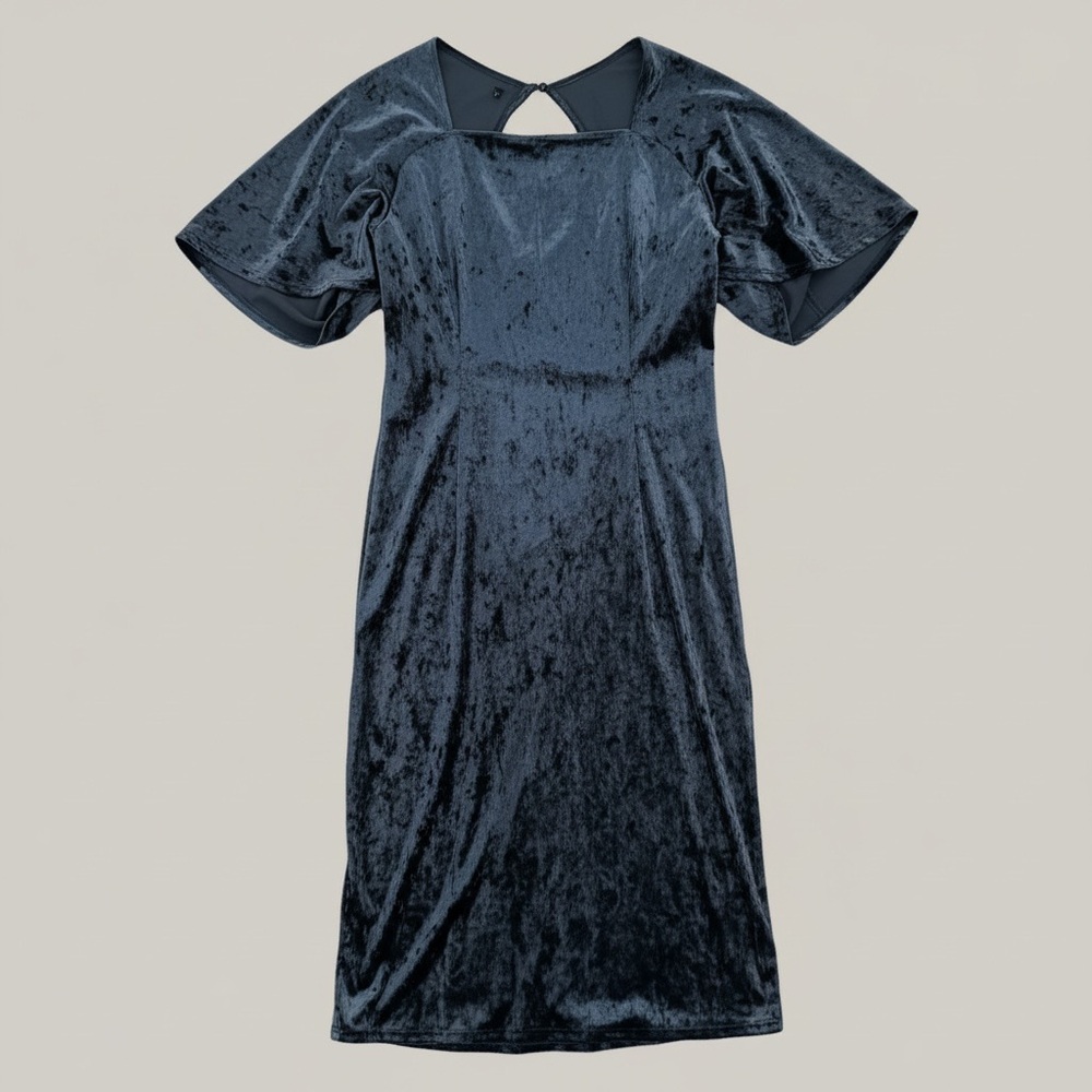 Zara teal crushed velveteen short sleeve maxi dress size medium M
 b48